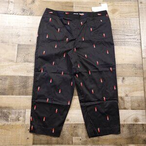 Lizgolf‎ Audra Cropped Pants Women’s Size 18 Black Novelty Print Golf